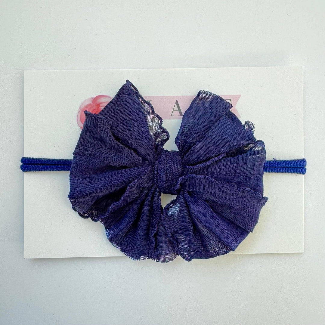 Skinny Mini Ruffled Headband- Navy