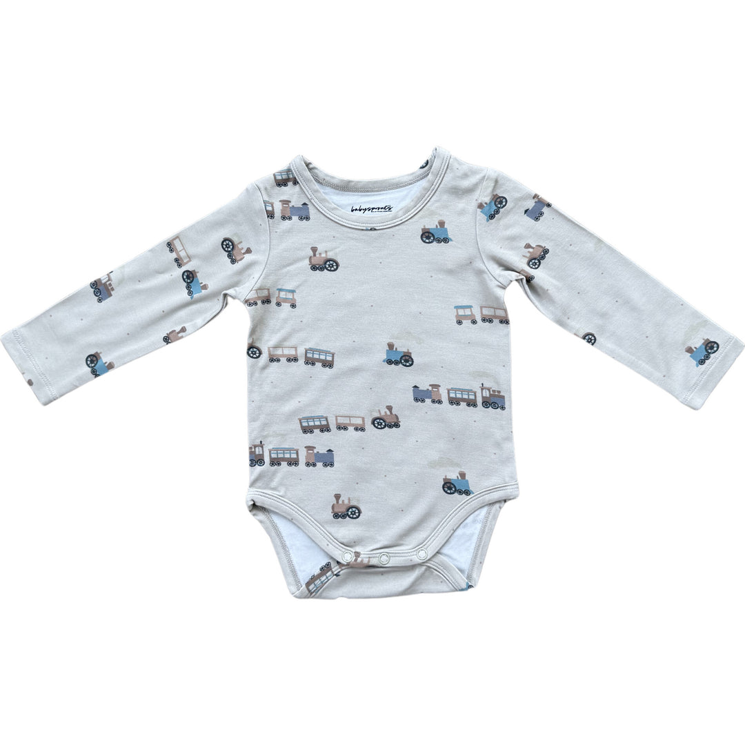 long sleeve bodysuit- trains