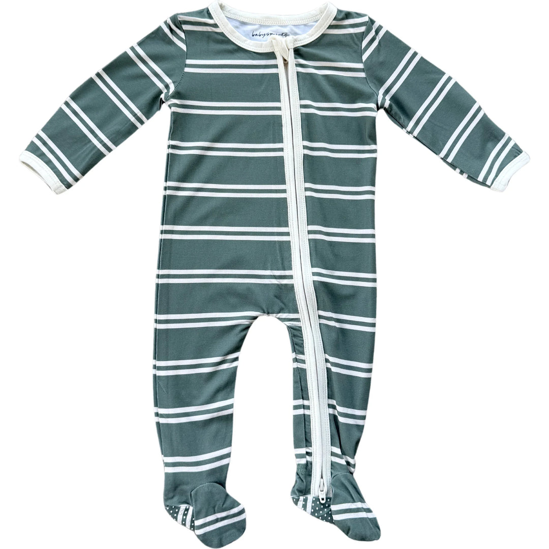 Pine Stripe Footed Romper