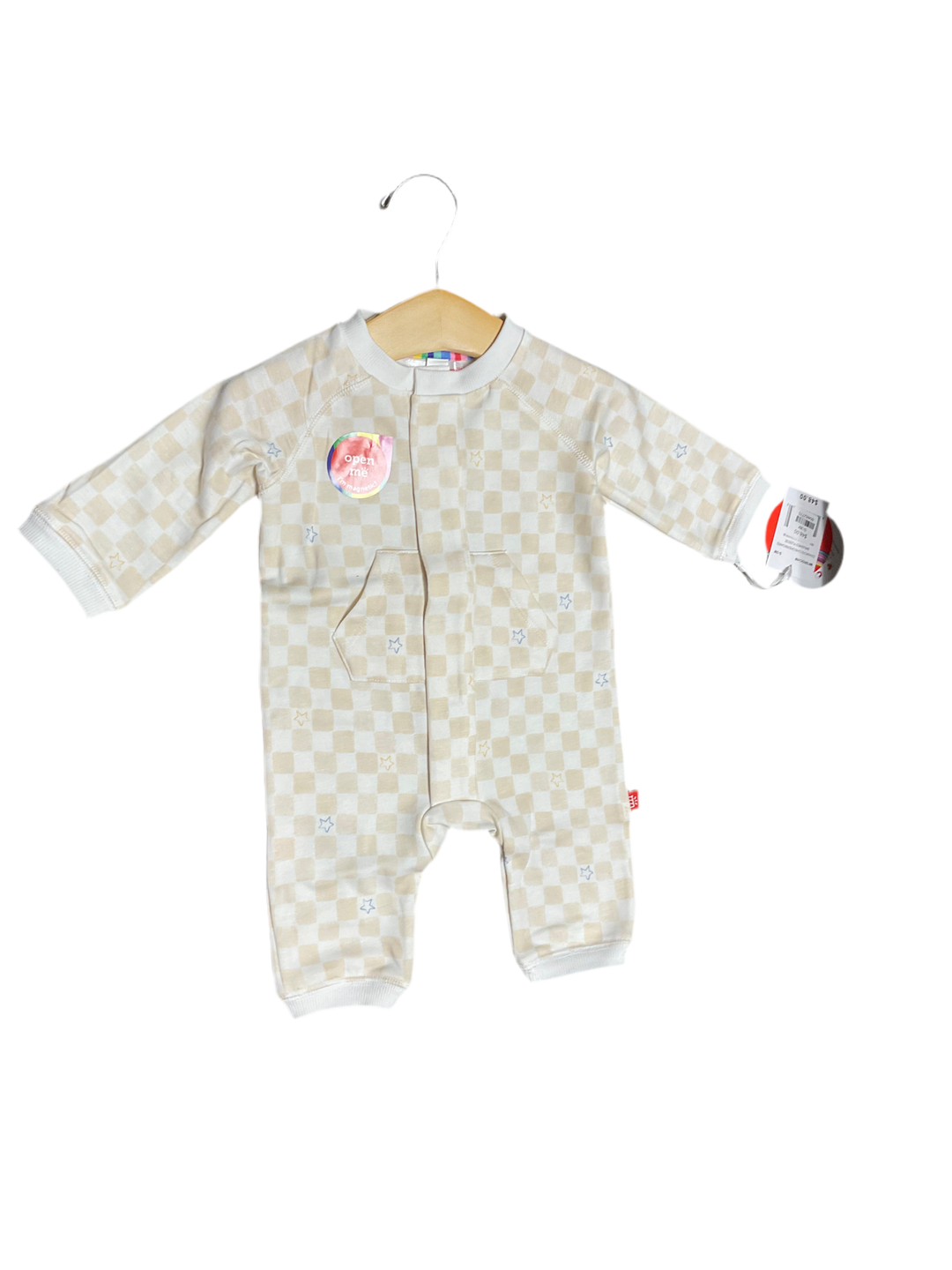 CHAMOIS CHECKERBOARD BRUSHED FLEECE ROMPER