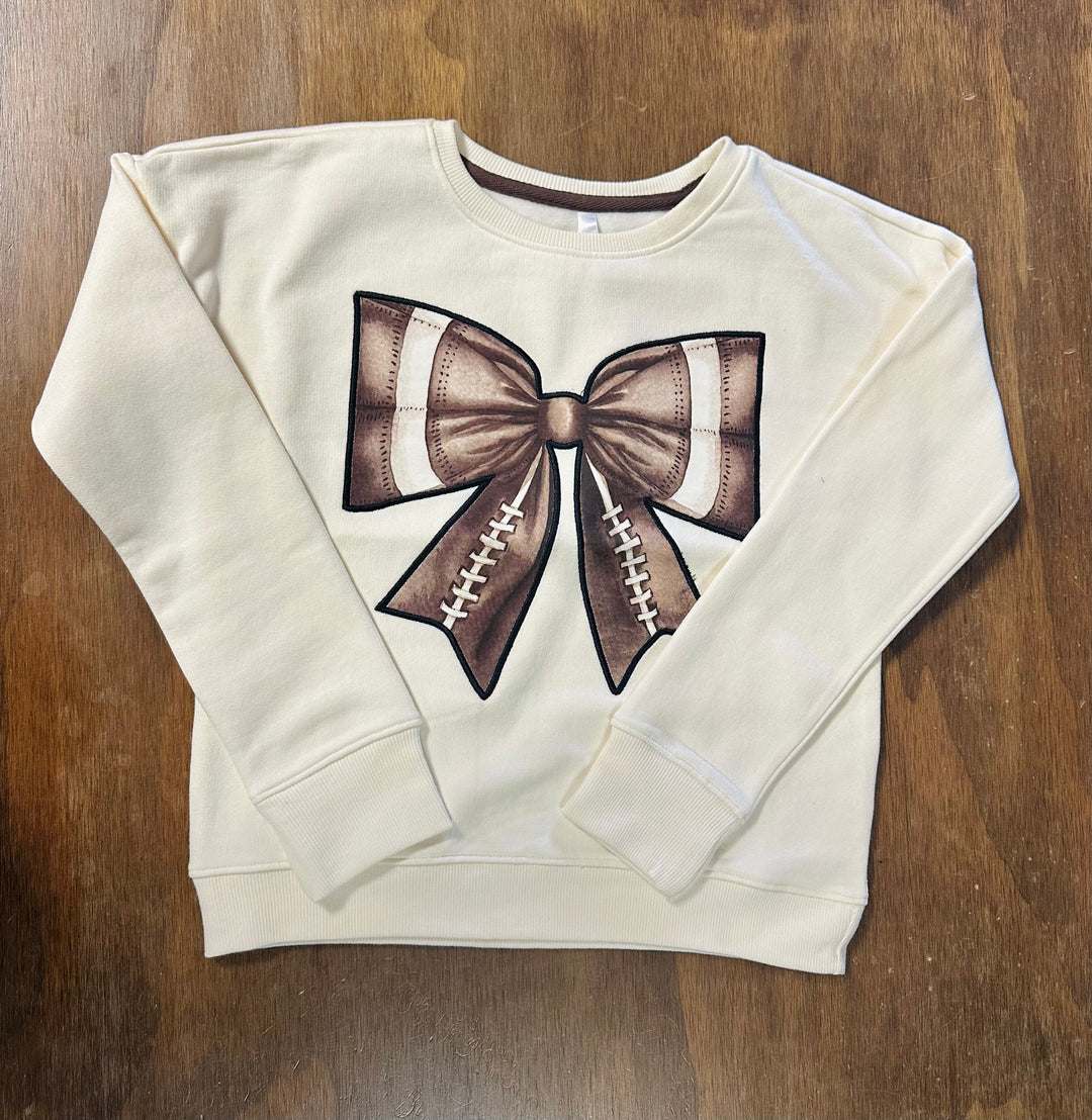 applique football bow patch sweatshirt
