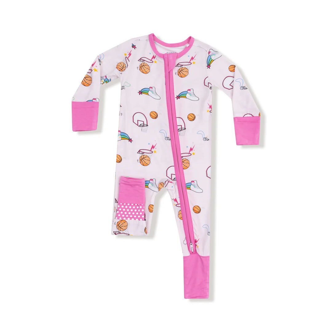 Pink Basketball - 2 Way Zipper Footie
