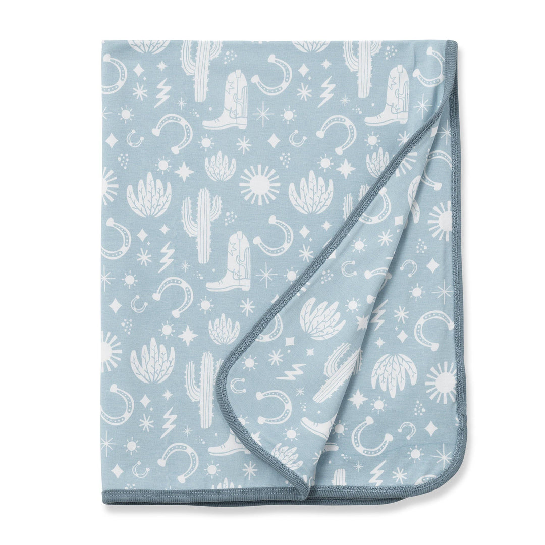 Baby Boy's Wild West/Blue Bamboo Stroller Blanket