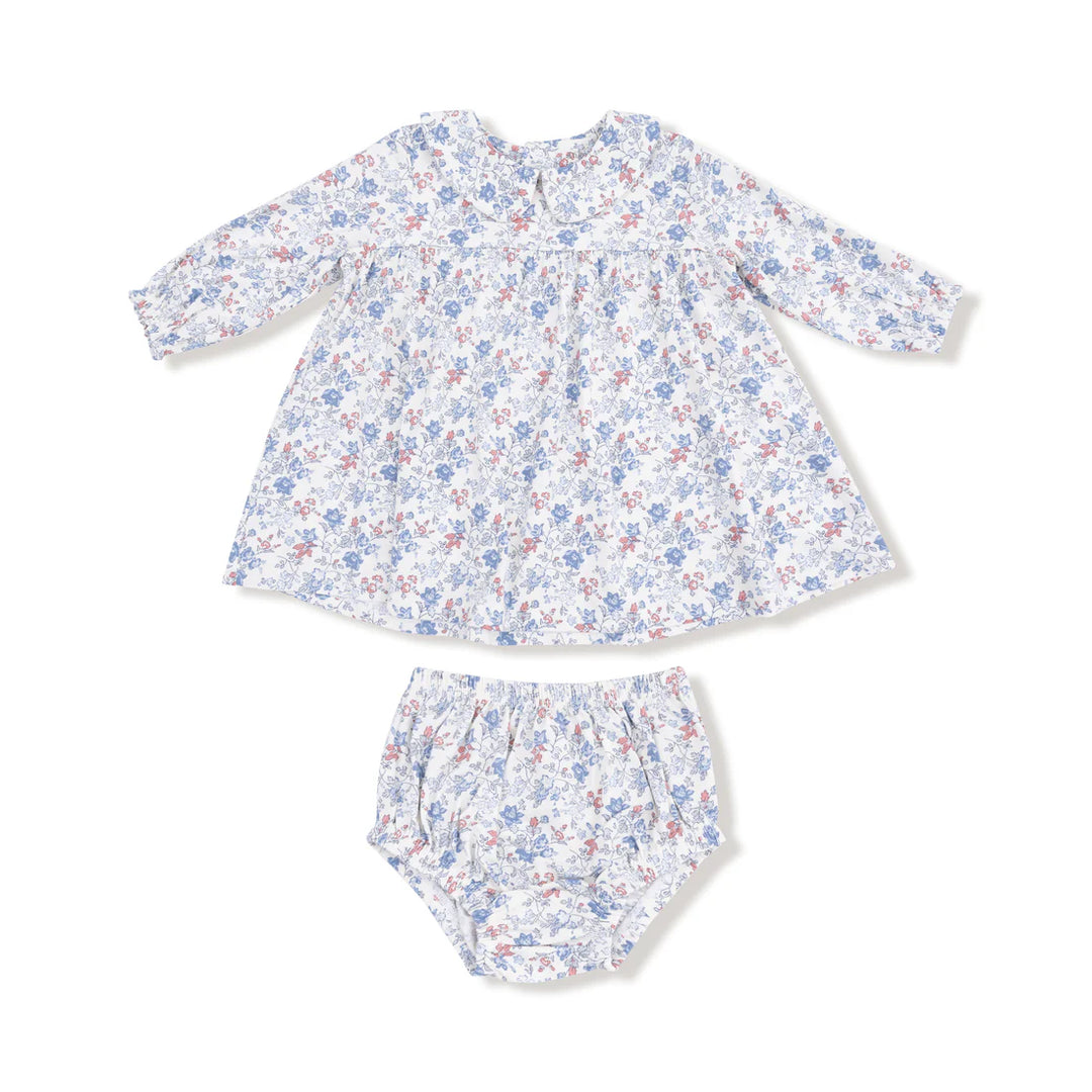 Country Girl Floral Peter Pan Collar Dress with Diaper Cover