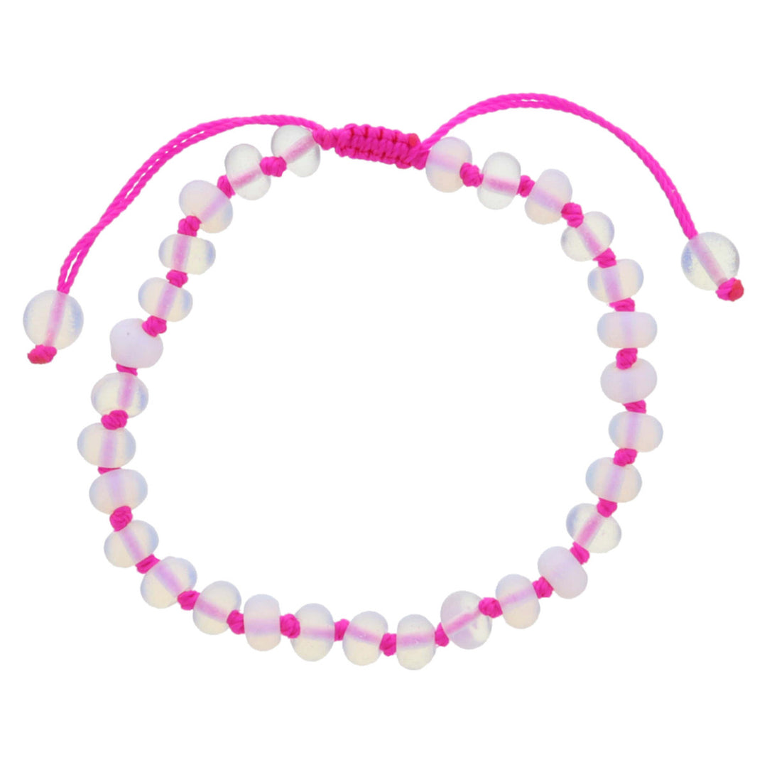 Magenta Knotted Thread Beaded Bracelet