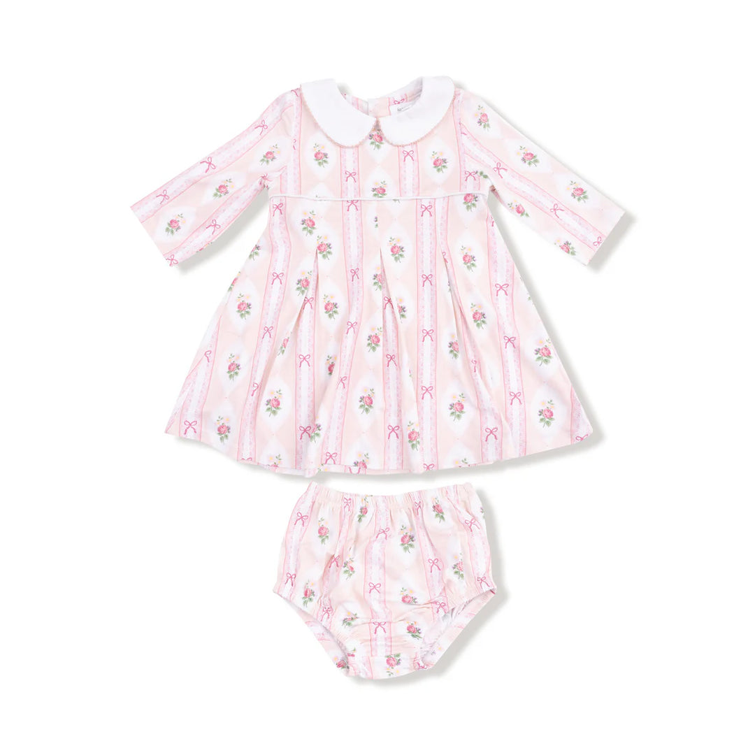 Floral Box Pleat dress with Peter Pan Collar & Diaper Cover