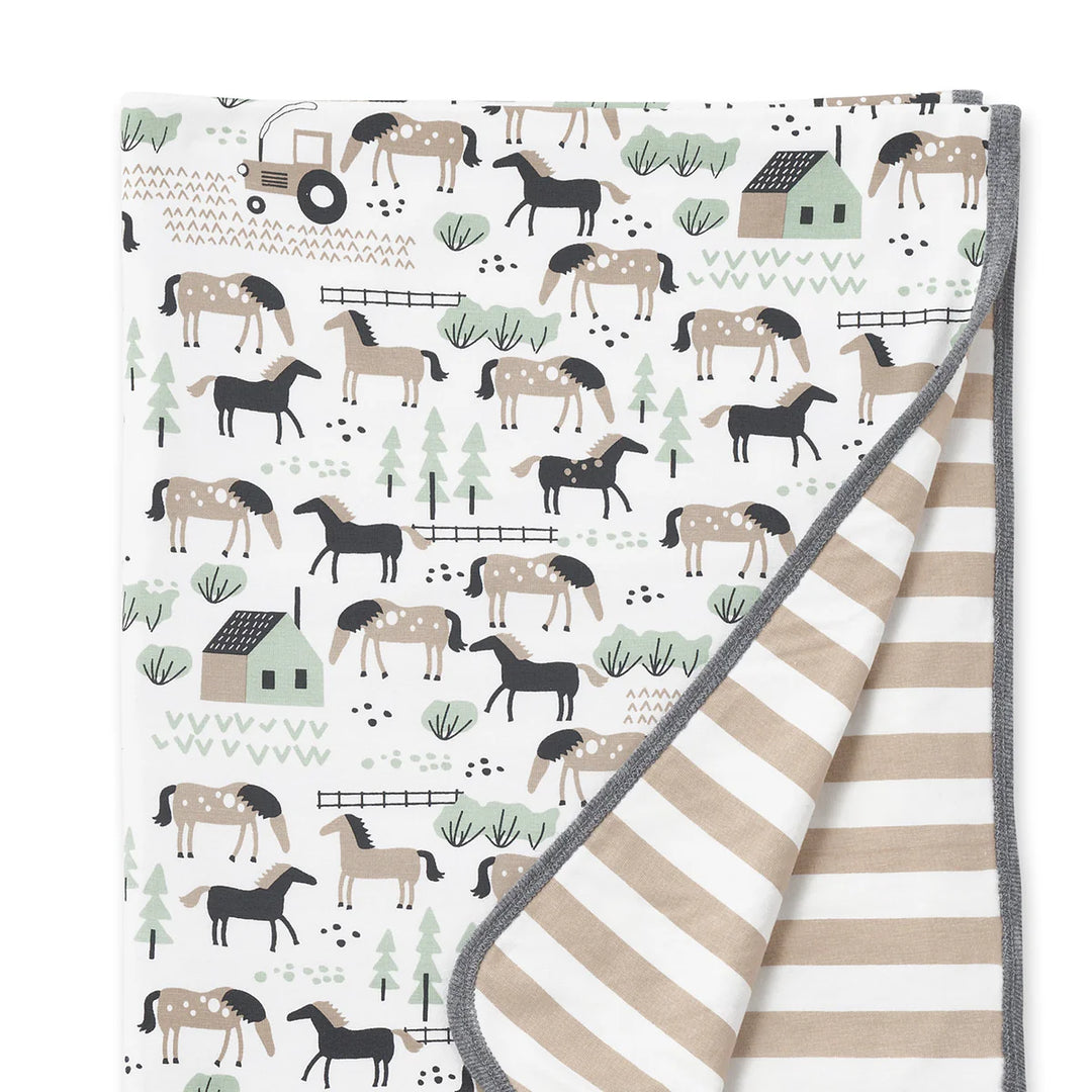 Farm Horses Stroller Blanket