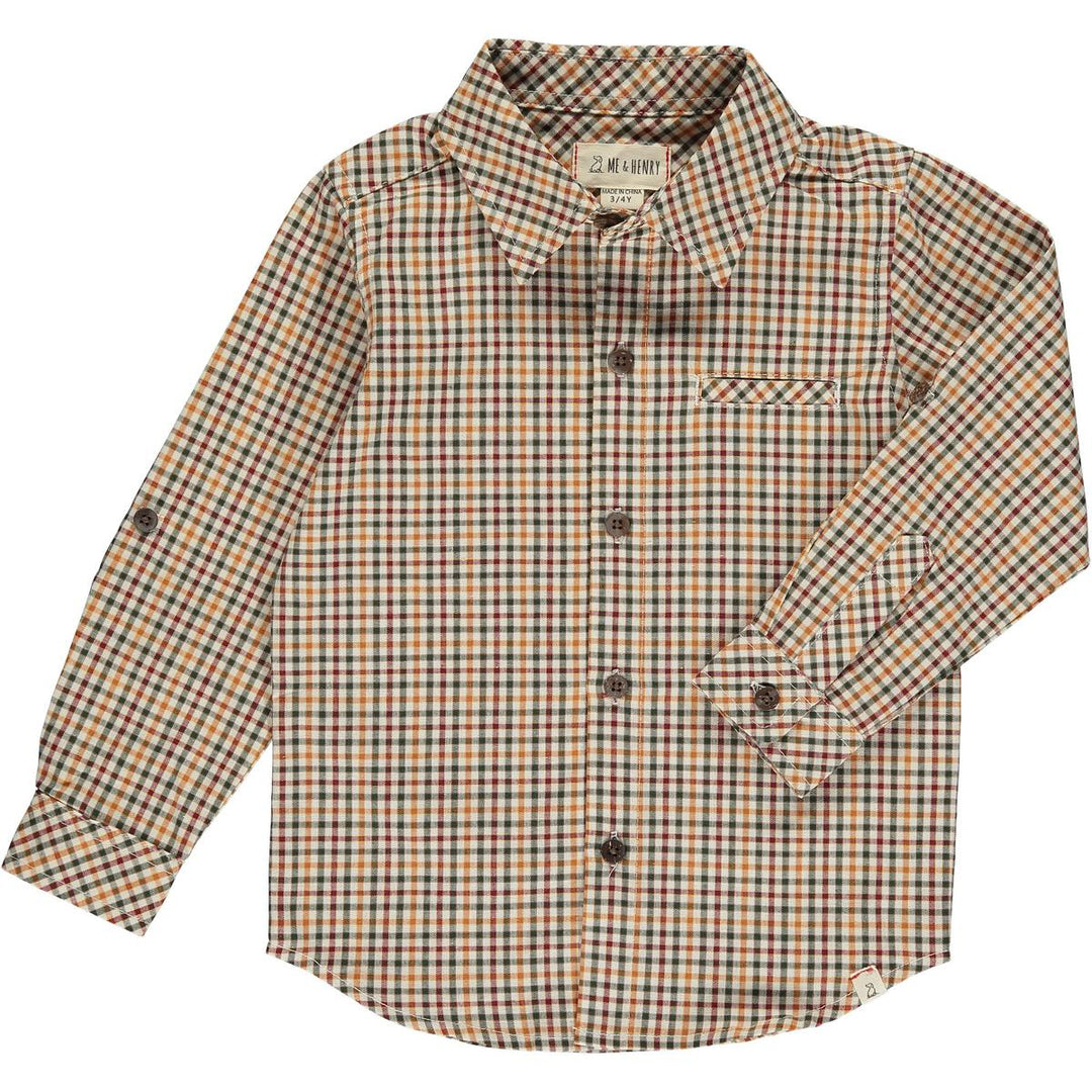 Atwood Woven Shirt in Navy and Gold Plaid