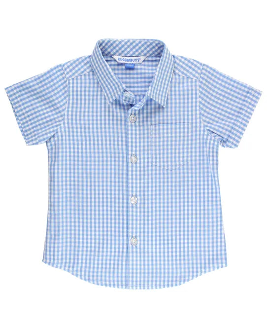 Cornflower Blue Gingham Button Down Shirt