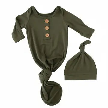 Bamboo Baby Knot Gown- Solid Olive