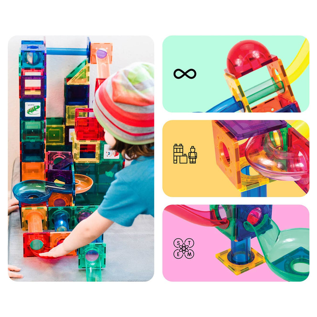 PicassoTiles Magnetic Marble Run Set STEM Toy: 50-Piece Set