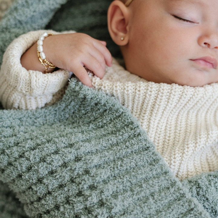 WAFFLE KNIT RECEIVING BLANKETS: Elm