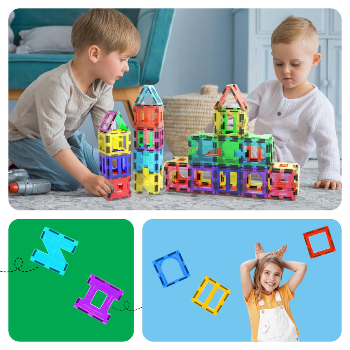 PicassoTiles 42pc Magnetic Tile Building Set STEM Toy