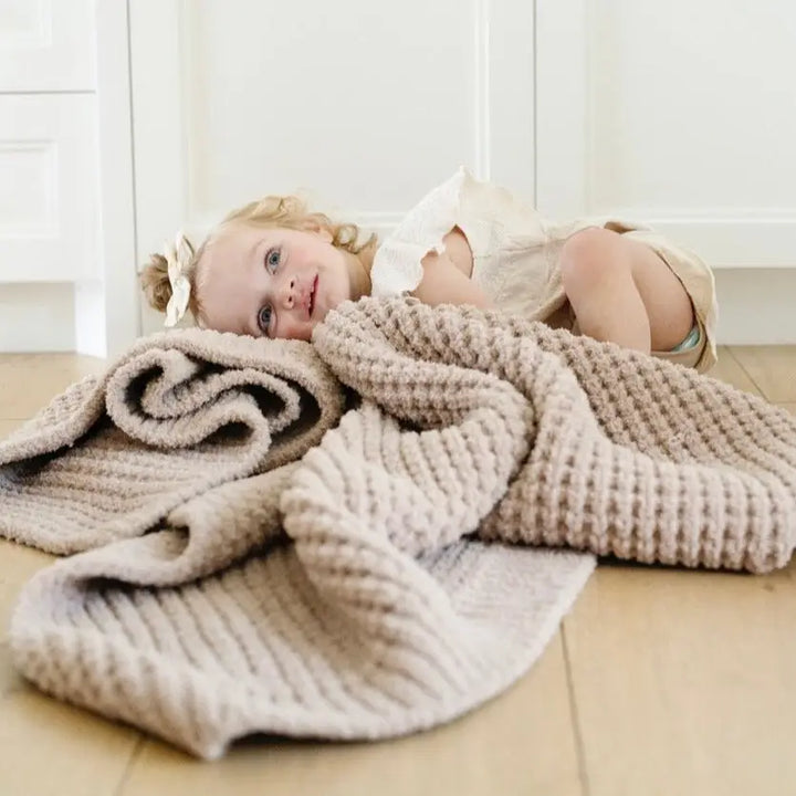 Waffle Knit Receiving Blanket-Wheat