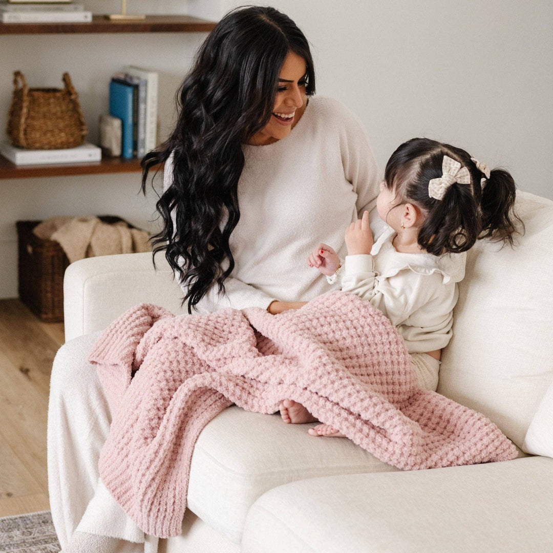 WAFFLE KNIT RECEIVING BLANKETS: Elm