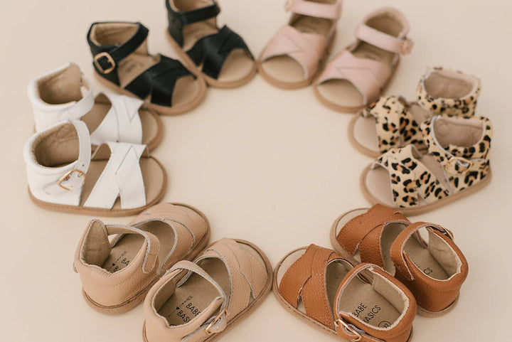 White Split-Soled Leather Baby Sandals