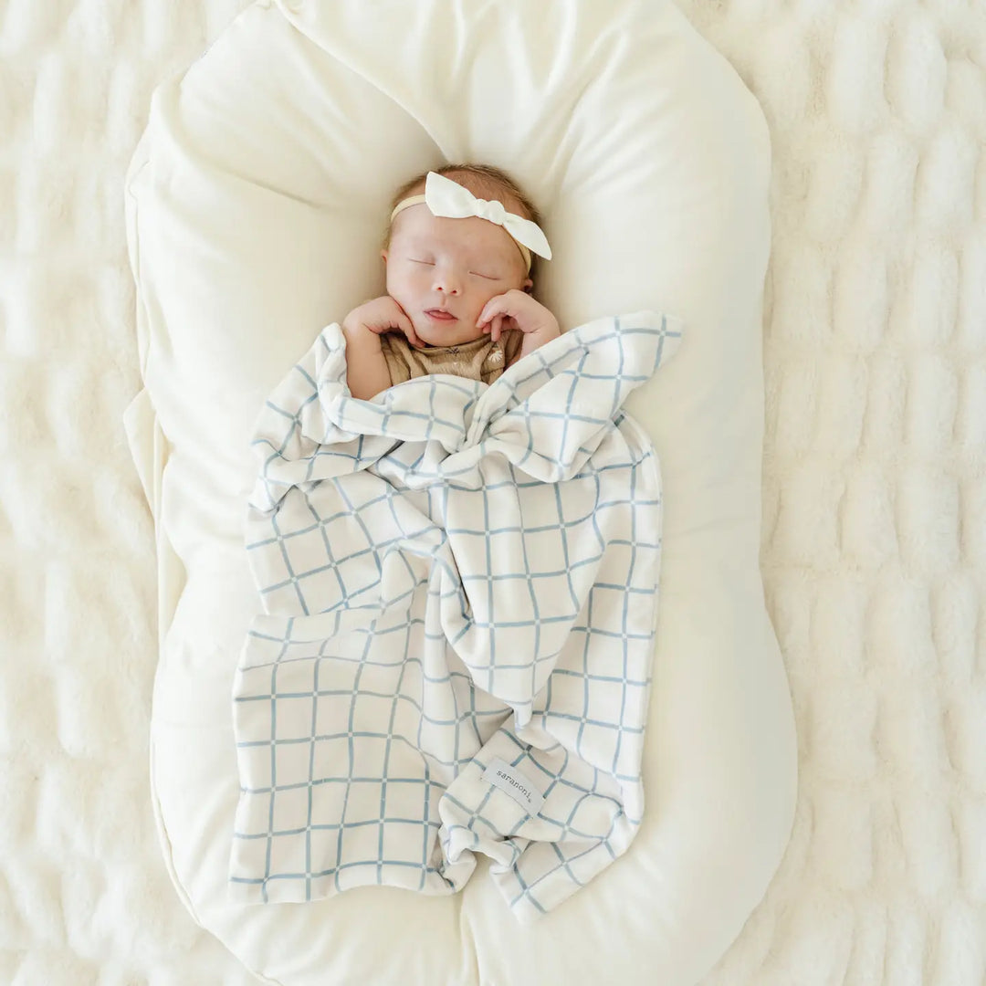 Minky Stretch Mini Blanket- Grid
