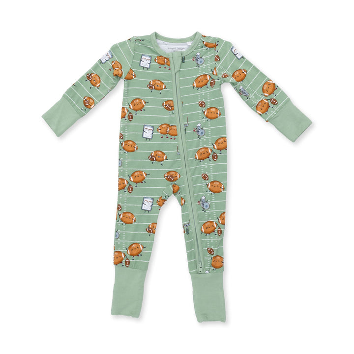 Footballs Playing Football Convertible Zip Romper