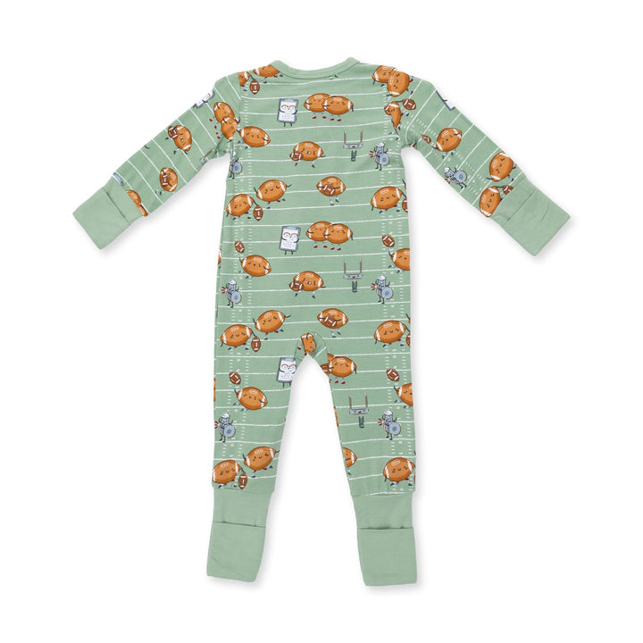 Footballs Playing Football Convertible Zip Romper