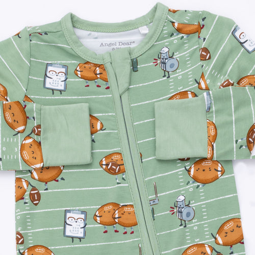 Footballs Playing Football Convertible Zip Romper