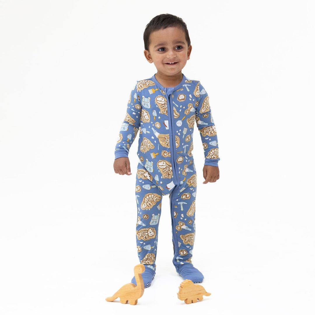 Glow in the Dark Dino Dig Convertible Zip Romper