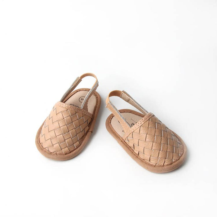 Woven Leather Baby Sandals: Tawny