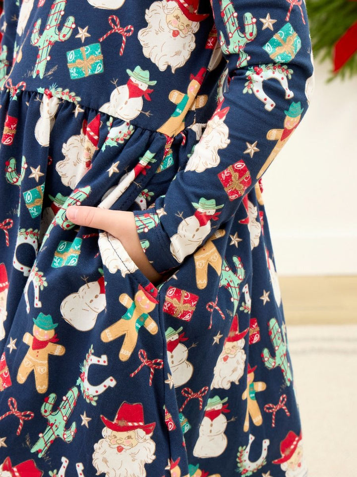 Giddy Up Santa Long Sleeve Twirl Dress