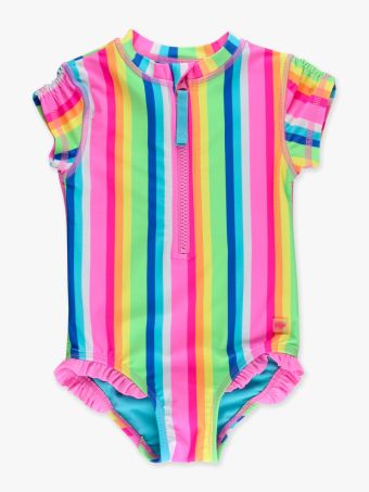 Neon Rainbow Stripe One Piece Swimsuit