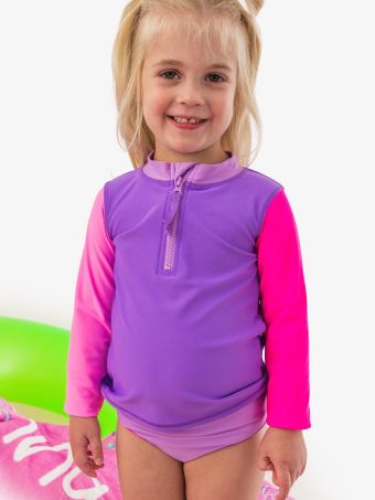 Neon Purple Rash Guard 2 Piece Swimsuit