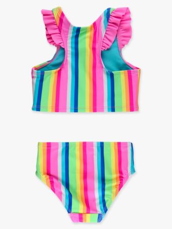 Neon Rainbow Stripe Racerback Tankini