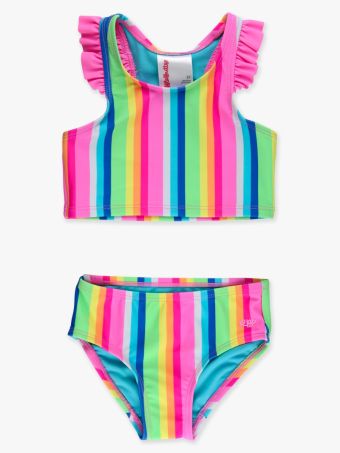 Neon Rainbow Stripe Racerback Tankini
