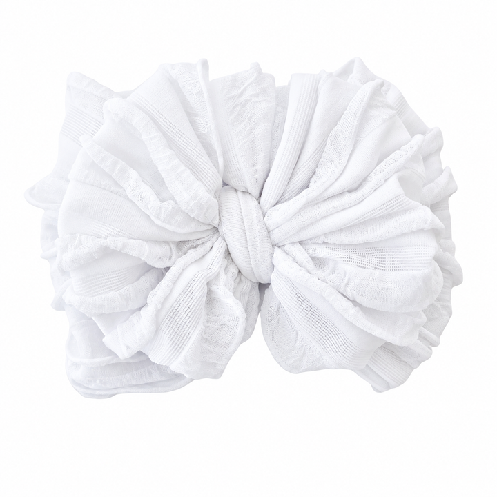 White | Ruffled Baby Headband