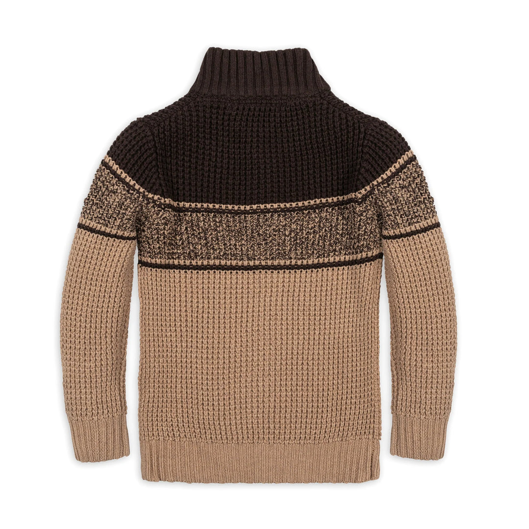Camel/Chocolate Mock Neck Waffle Sweater
