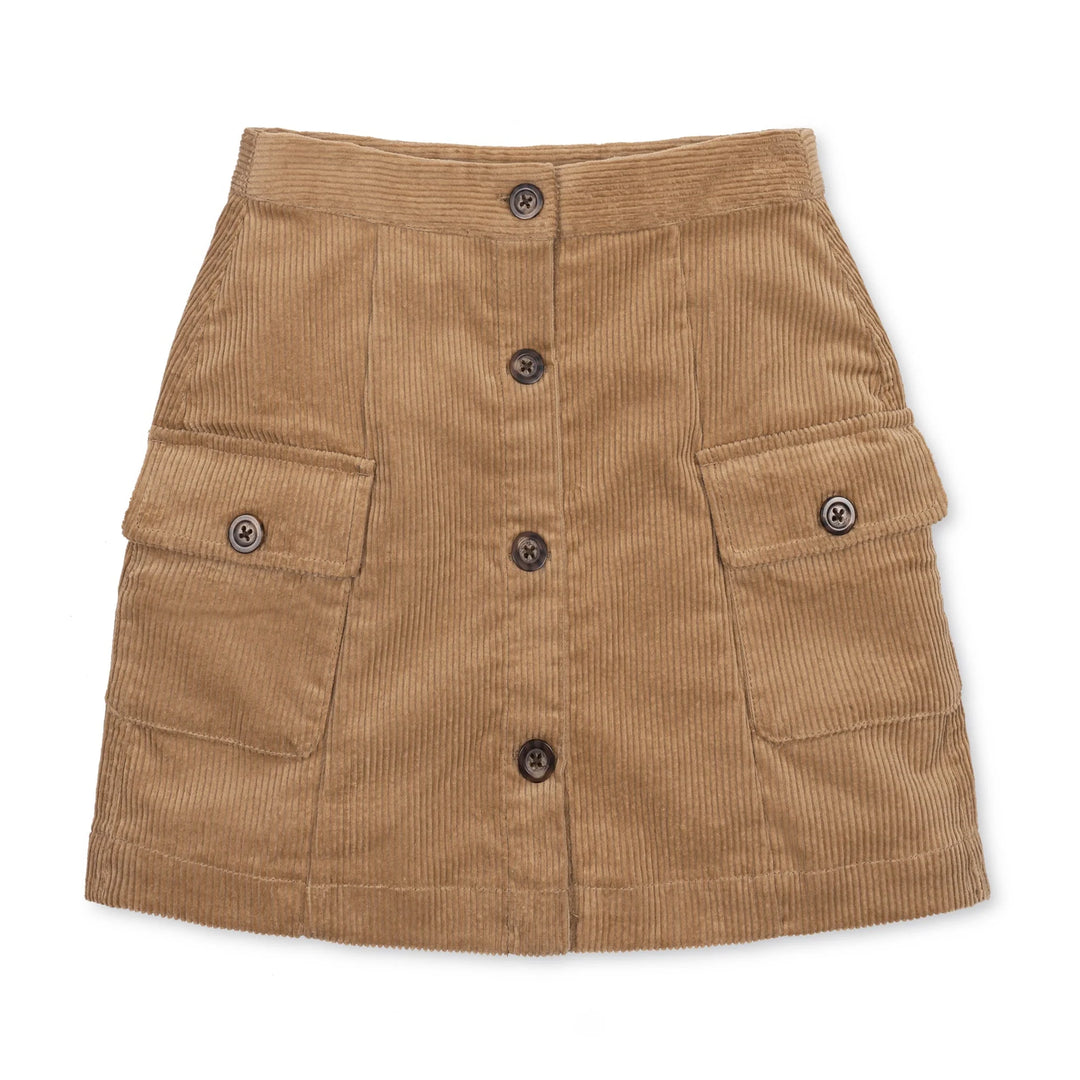 Corduroy Button Front Skirt