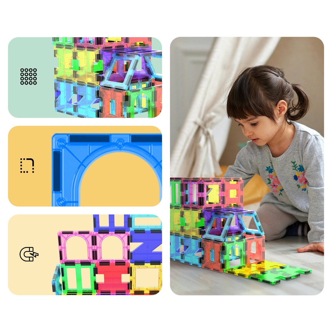 PicassoTiles 42pc Magnetic Tile Building Set STEM Toy