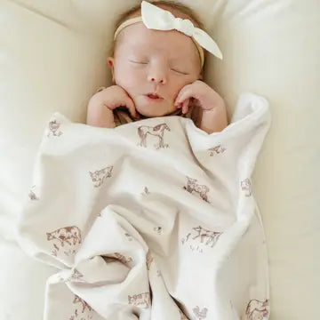 Minky Stretch Mini Blanket- Farm Animal