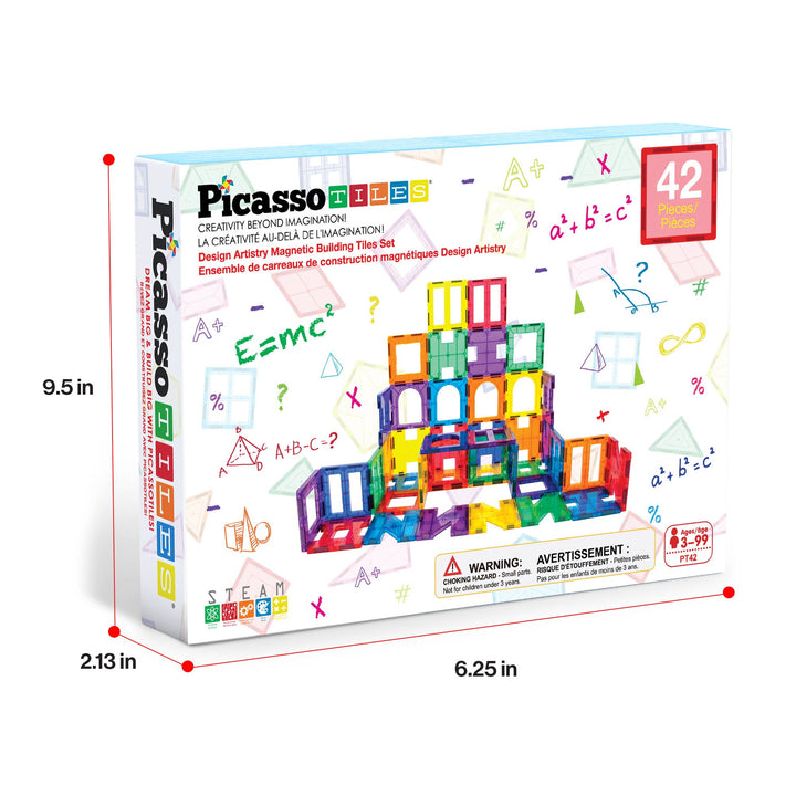 PicassoTiles 42pc Magnetic Tile Building Set STEM Toy