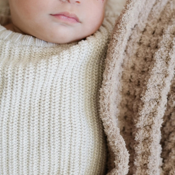 Waffle Knit Mini Blanket-Wheat