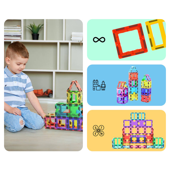 PicassoTiles 42pc Magnetic Tile Building Set STEM Toy