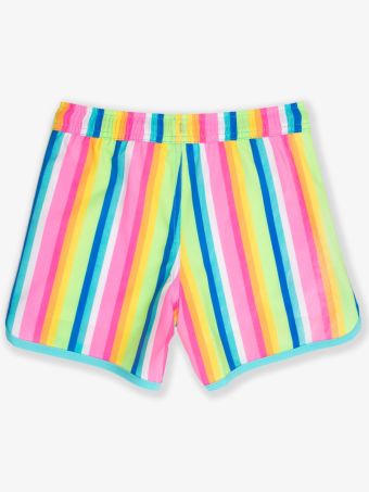 Neon Stripe Swim Trunks