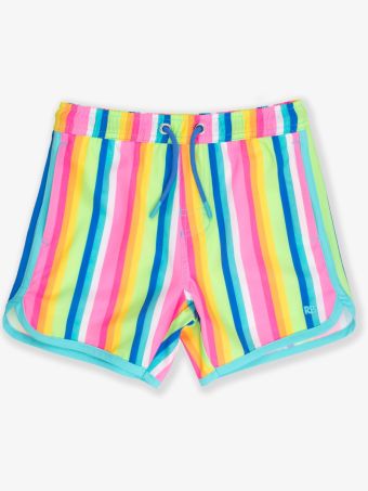 Neon Stripe Swim Trunks