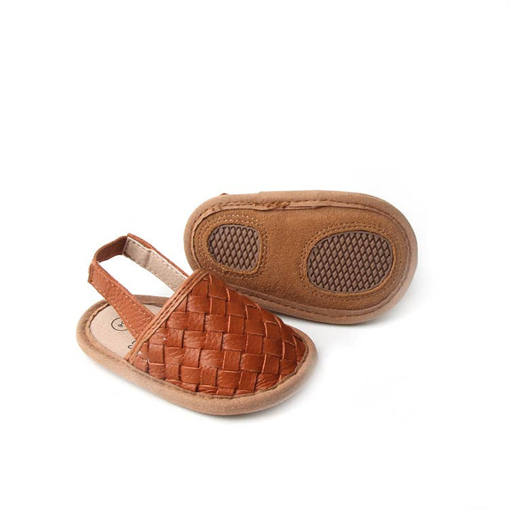 Woven Leather Baby Sandals: Tawny