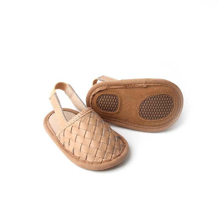 Woven Leather Baby Sandals: Tawny