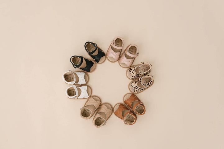 White Split-Soled Leather Baby Sandals