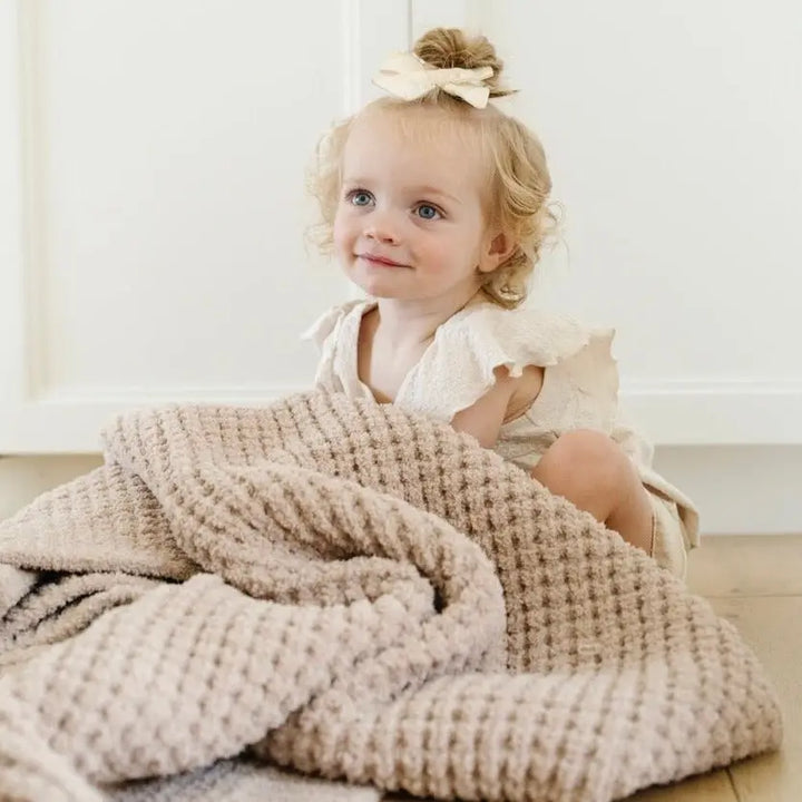 Waffle Knit Receiving Blanket-Wheat