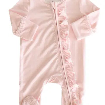 Bamboo Zipper Footie- Picot Trim