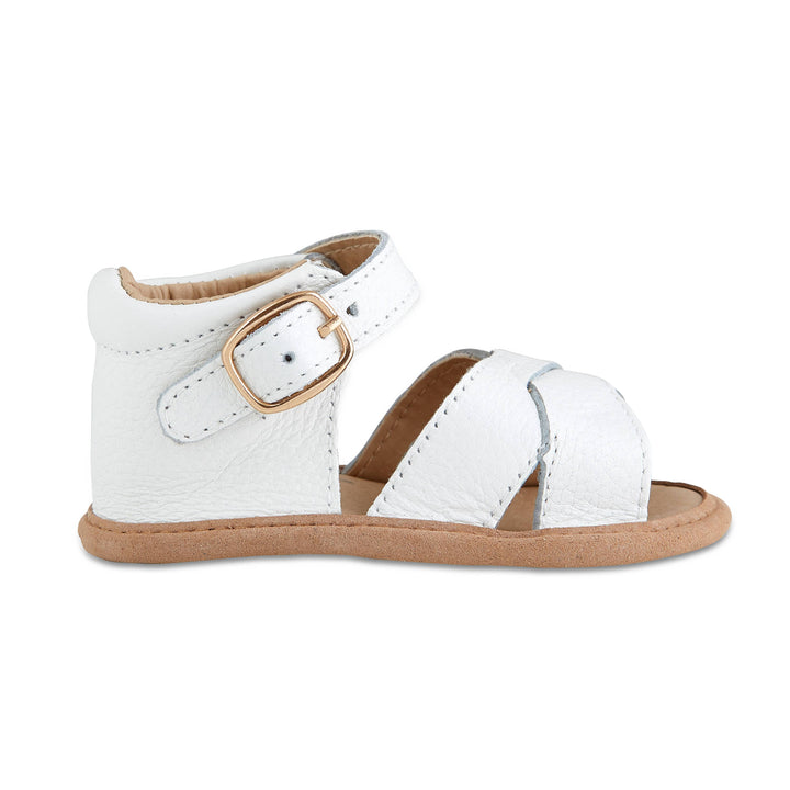 White Split-Soled Leather Baby Sandals