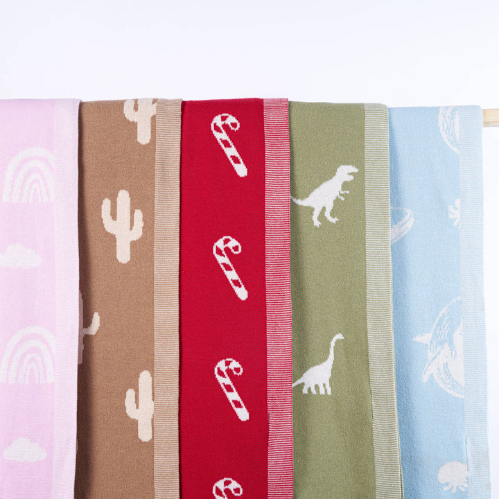 100% Cotton Western Baby Blanket, Knitwear 2 Sides Cactus