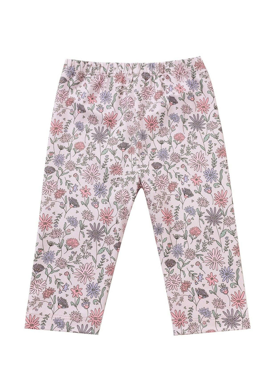 Whimsical Wildflower Floral Elastic Waist Leggings: Pink
