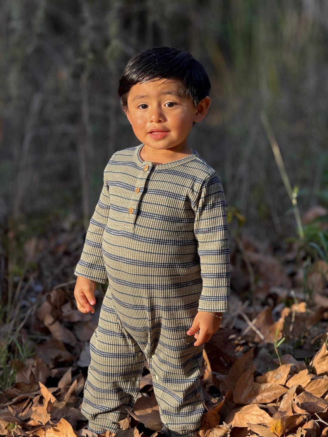 MASON Sage Ribbed Henley Romper: 3-6m